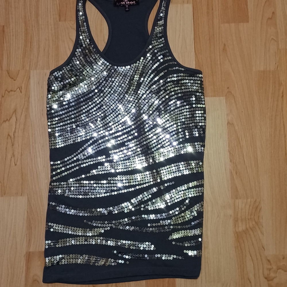 Almost Famous sequin fitted tank top